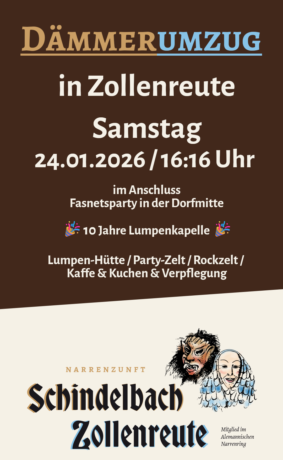 Dämmerumzug 2026 Zollenreute Narrenzunft